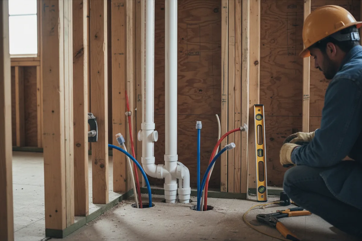 Drain and supply rough-in during Drain Cleaning in Elkhart Lake