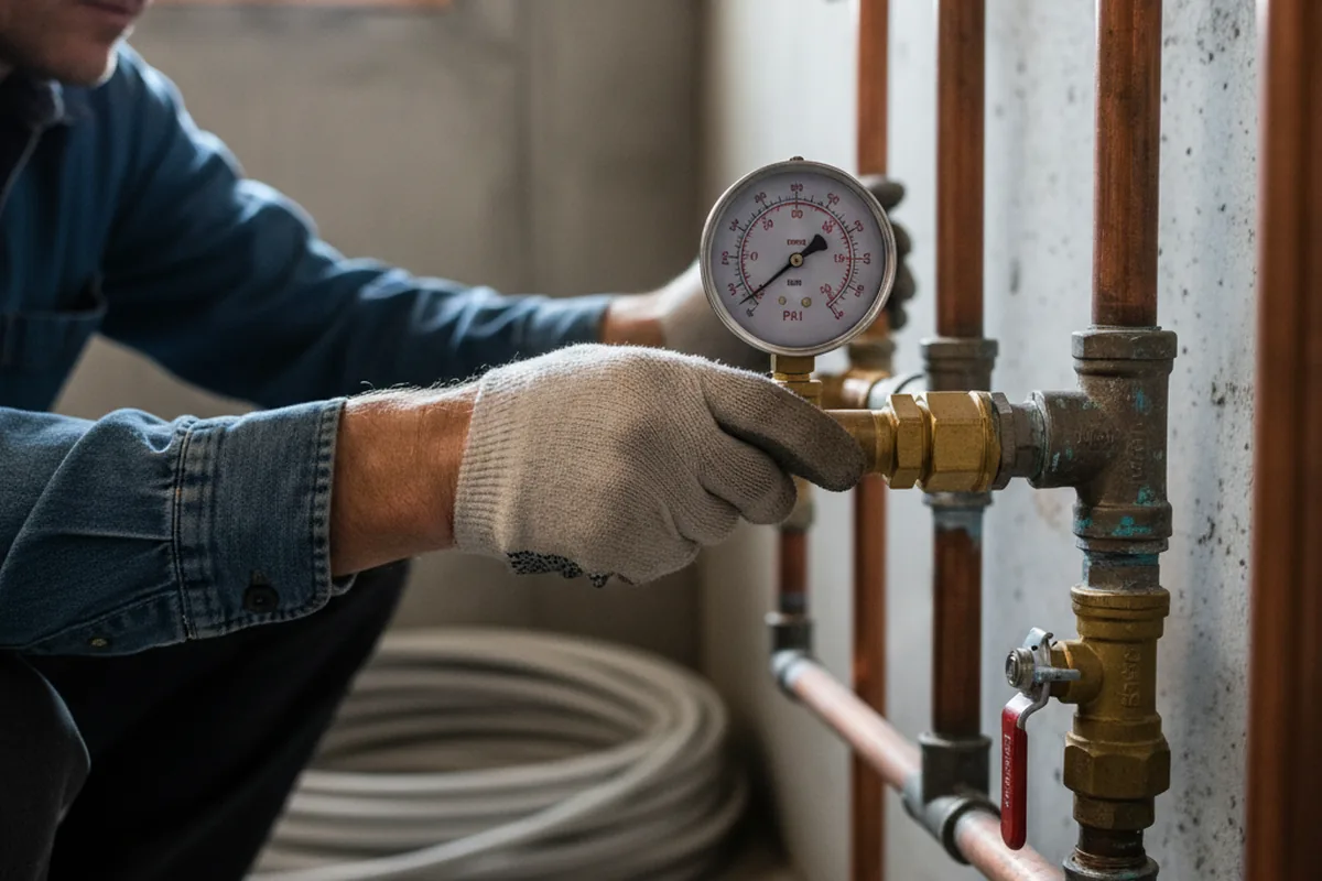 Pressure testing a repaired line during Water Line Repair in Elkhart Lake
